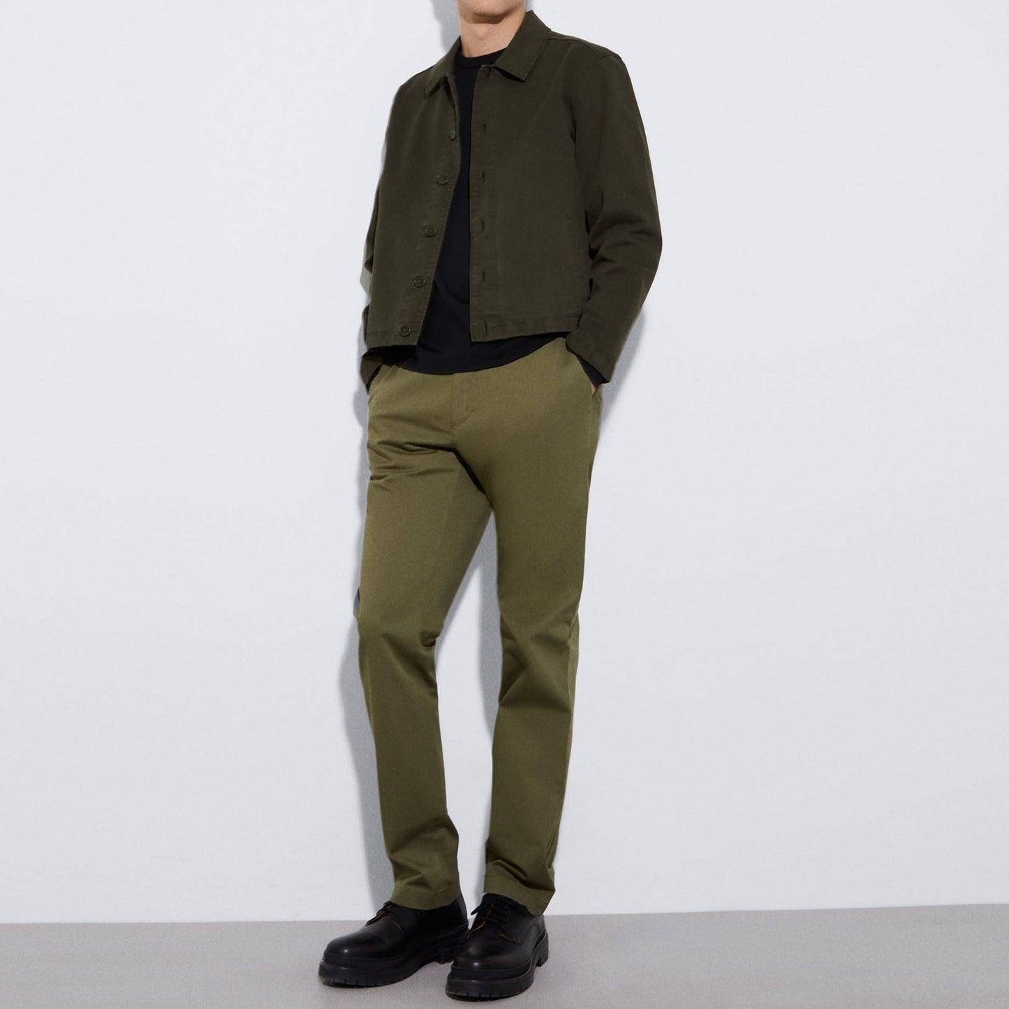 Men Trousers | Dark Green Responsible Cotton Chino Pants by Spanish designer Adolfo Dominguez