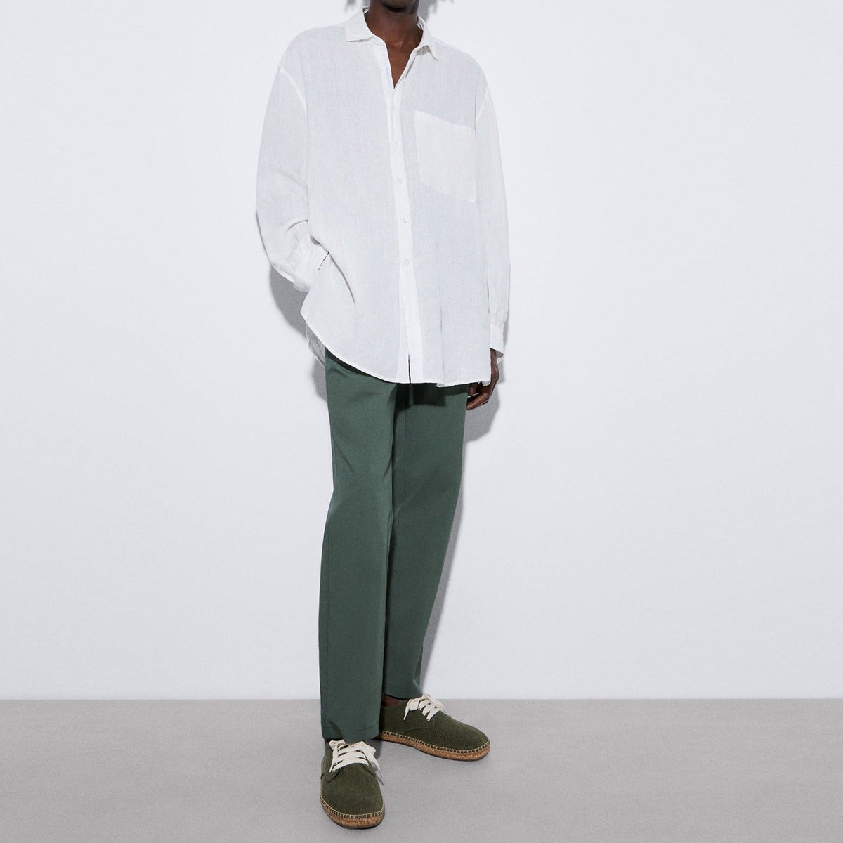 Men Trousers | Dark Green Straight Trousers In Cotton by Spanish designer Adolfo Dominguez