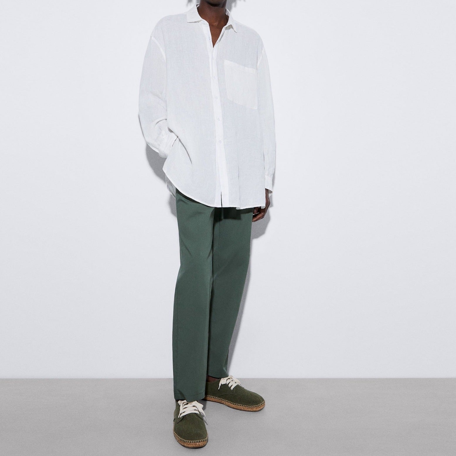 Men Trousers | Dark Green Straight Trousers In Cotton by Spanish designer Adolfo Dominguez