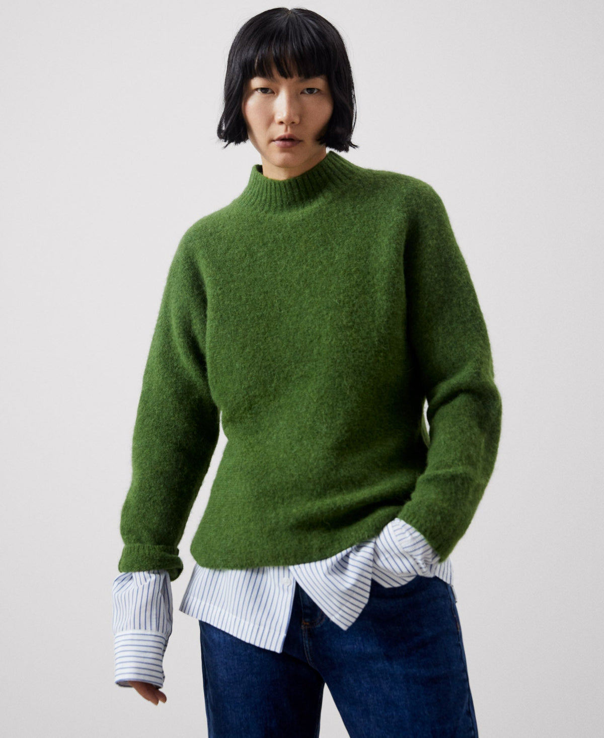 Women Jersey | Dark Green Sweater by Spanish designer Adolfo Dominguez