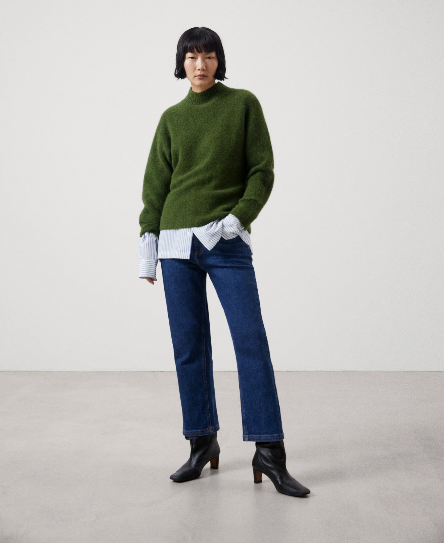 Women Jersey | Dark Green Sweater by Spanish designer Adolfo Dominguez