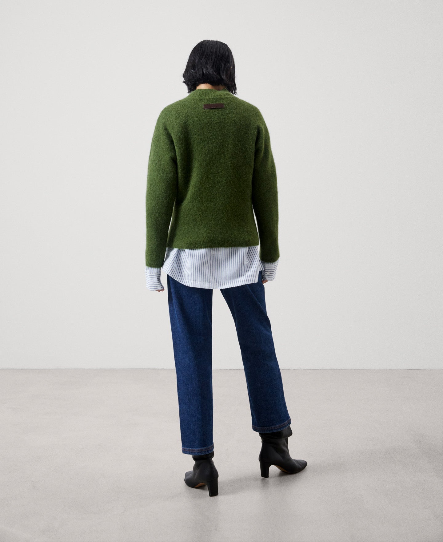Women Jersey | Dark Green Sweater by Spanish designer Adolfo Dominguez