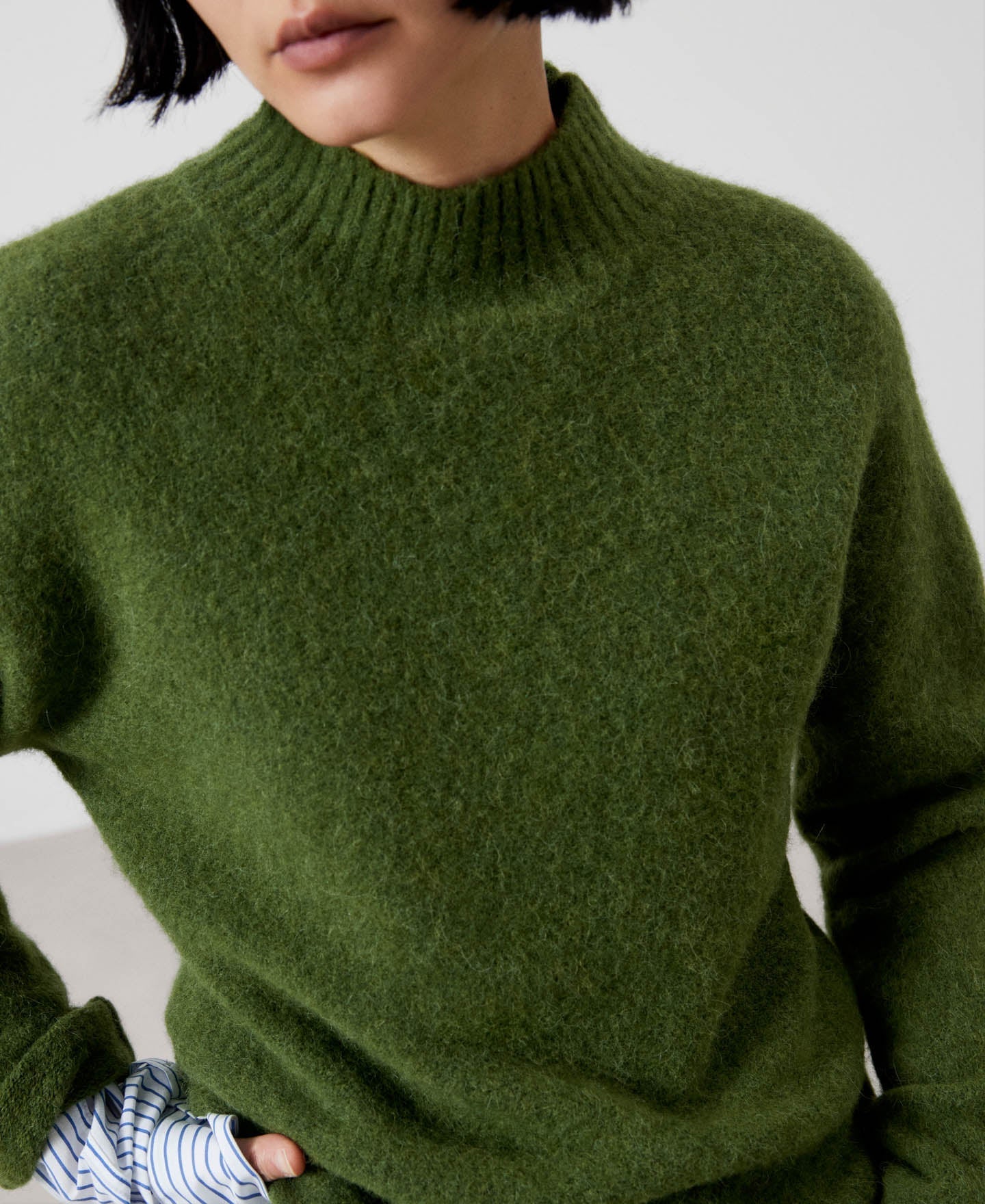Women Jersey | Dark Green Sweater by Spanish designer Adolfo Dominguez