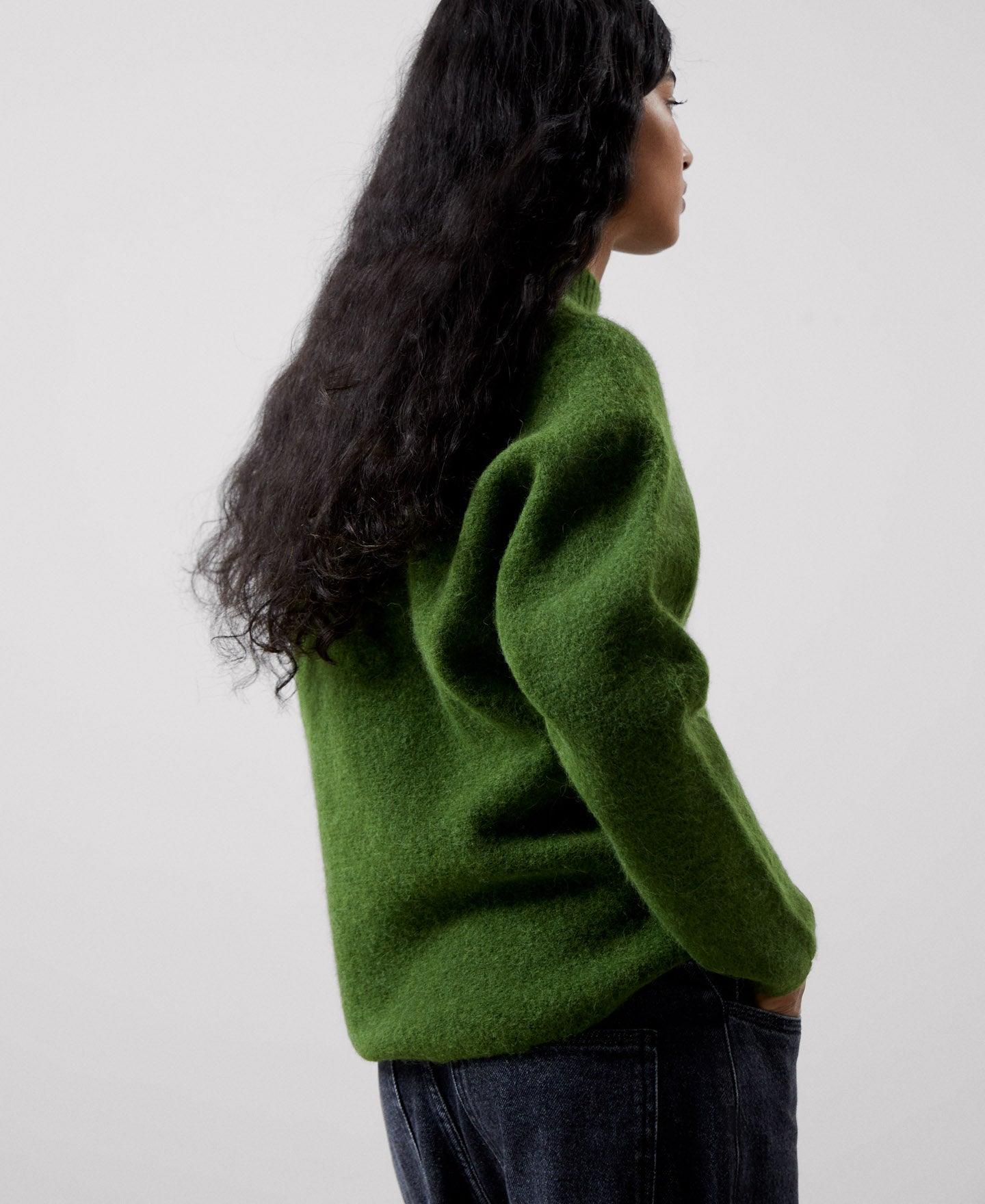Women Jersey | Dark Green Sweater by Spanish designer Adolfo Dominguez