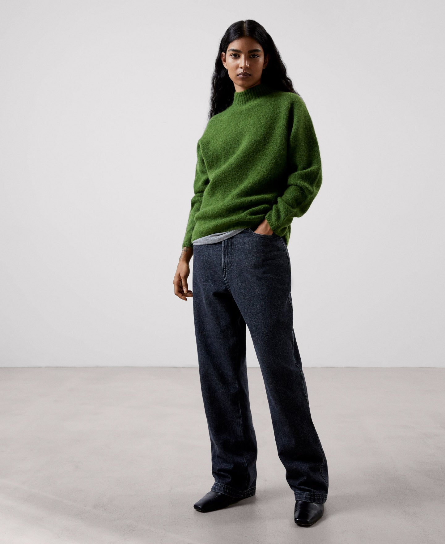 Women Jersey | Dark Green Sweater by Spanish designer Adolfo Dominguez