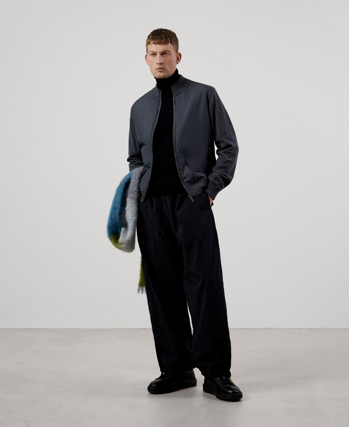 Men Knit Jacket | Dark Grey Cardigan by Spanish designer Adolfo Dominguez