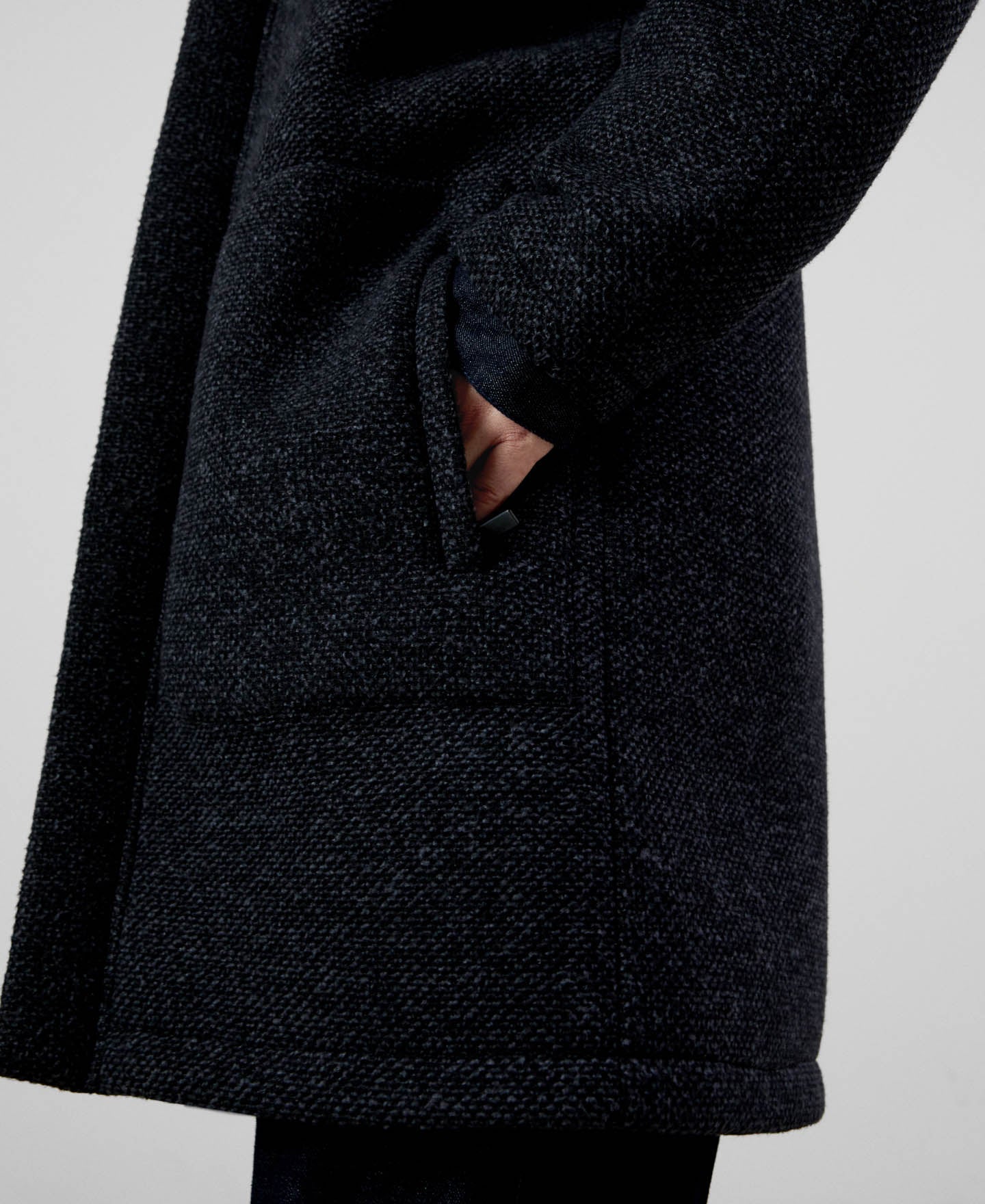 Men Long Jacket | Dark Grey Mens Coat by Spanish designer Adolfo Dominguez