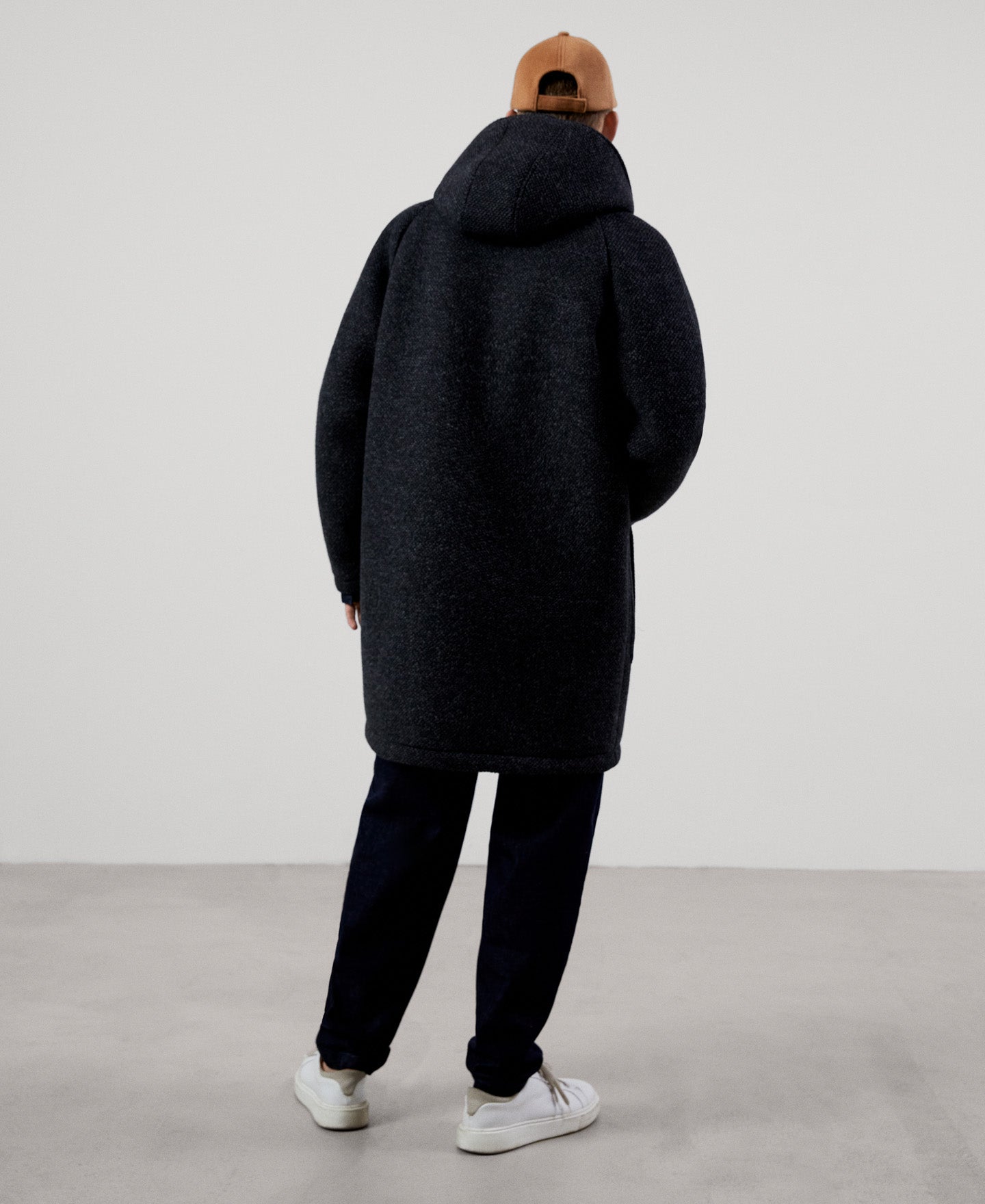 Men Long Jacket | Dark Grey Mens Coat by Spanish designer Adolfo Dominguez