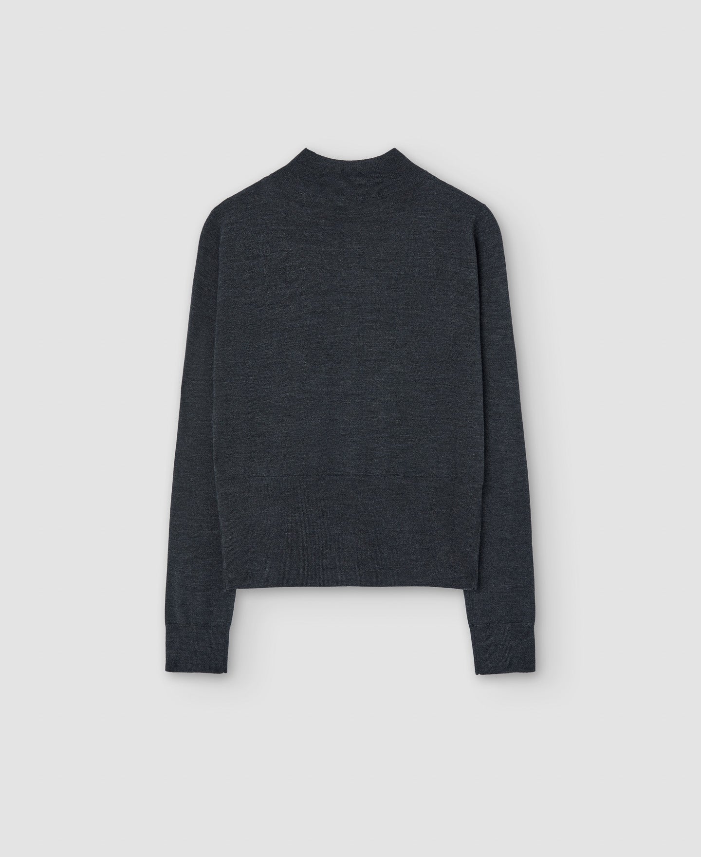 Women Jersey | Dark Grey Merino Wool High Collar Sweater by Spanish designer Adolfo Dominguez