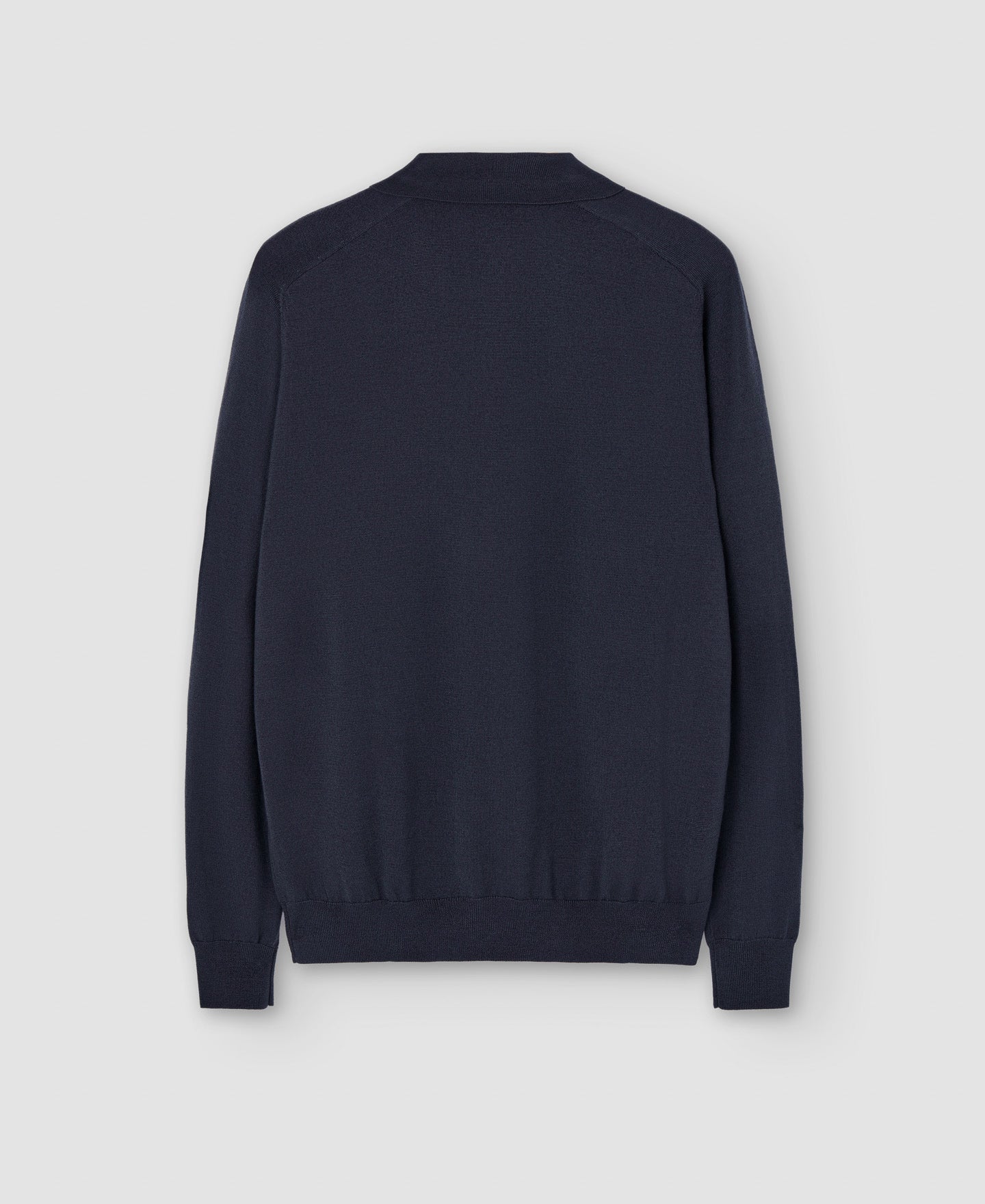 Men Knit Polo | Dark Grey Merino Wool Long Sleeve Polo Shirt by Spanish designer Adolfo Dominguez