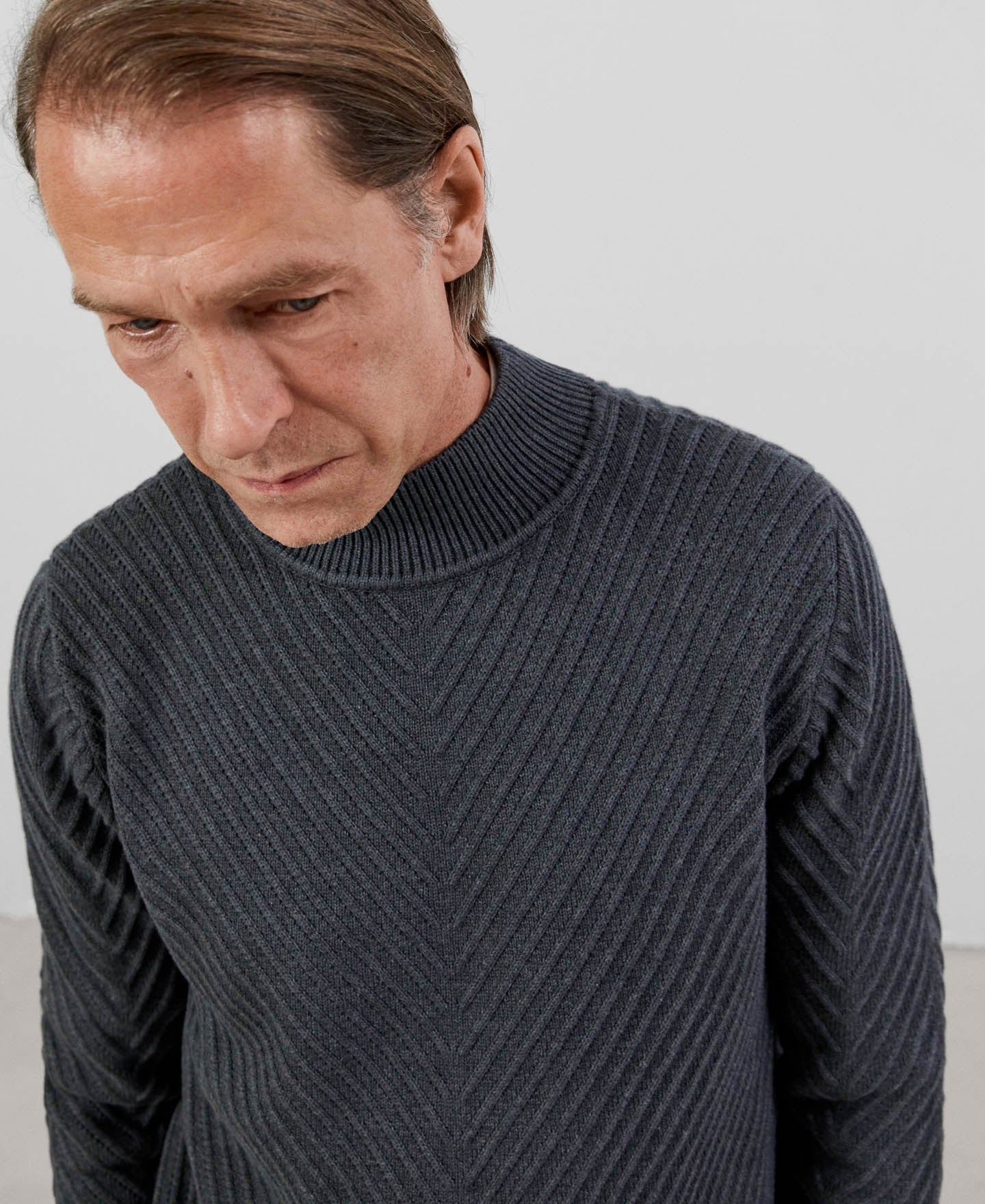 Men Jersey | Dark Grey Sweater by Spanish designer Adolfo Dominguez