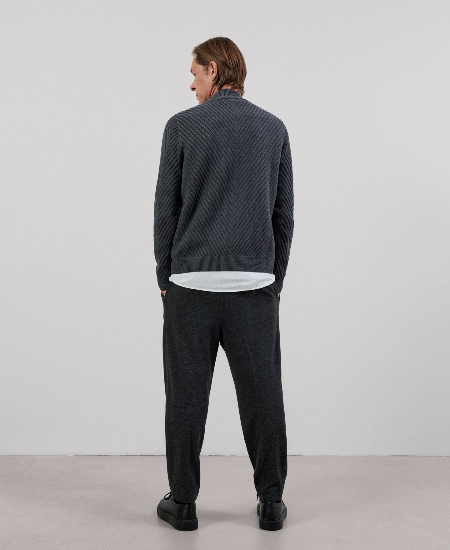 Men Jersey | Dark Grey Sweater by Spanish designer Adolfo Dominguez
