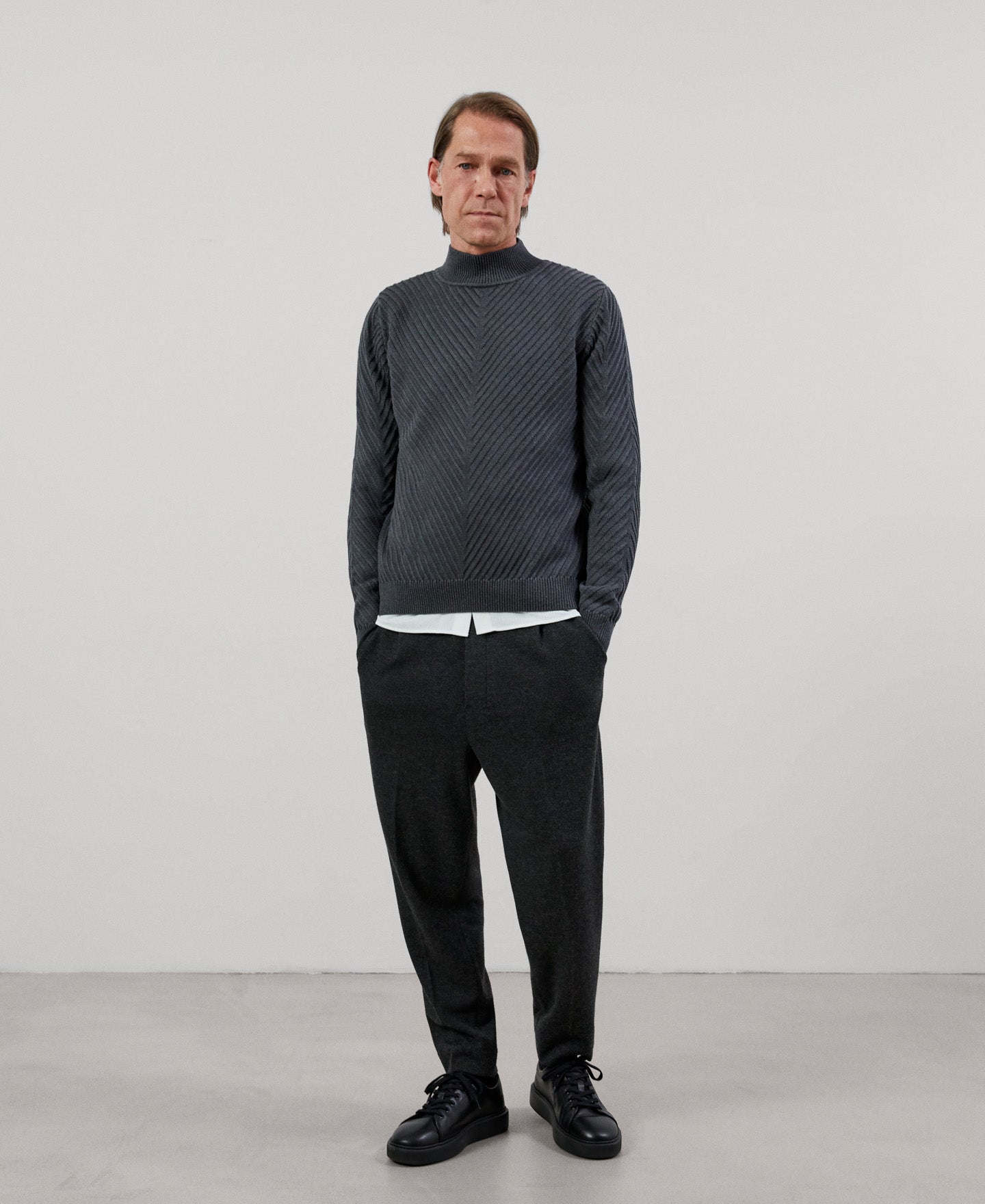 Men Jersey | Dark Grey Sweater by Spanish designer Adolfo Dominguez