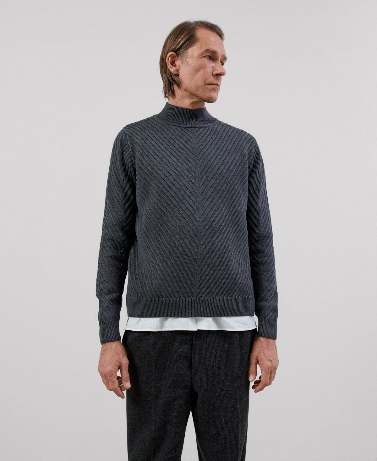 Men Jersey | Dark Grey Sweater by Spanish designer Adolfo Dominguez