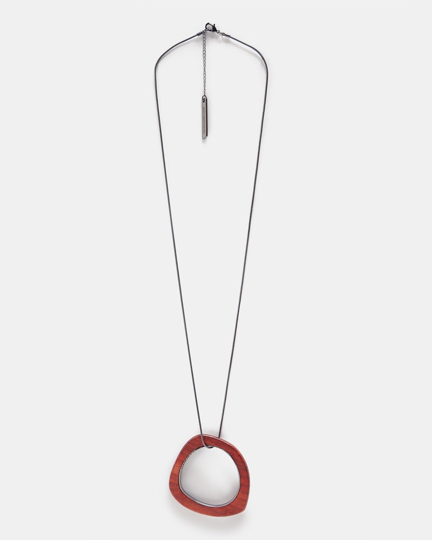 Women Necklace | Dark Grey/Red Wood & Metal Necklace by Spanish designer Adolfo Dominguez