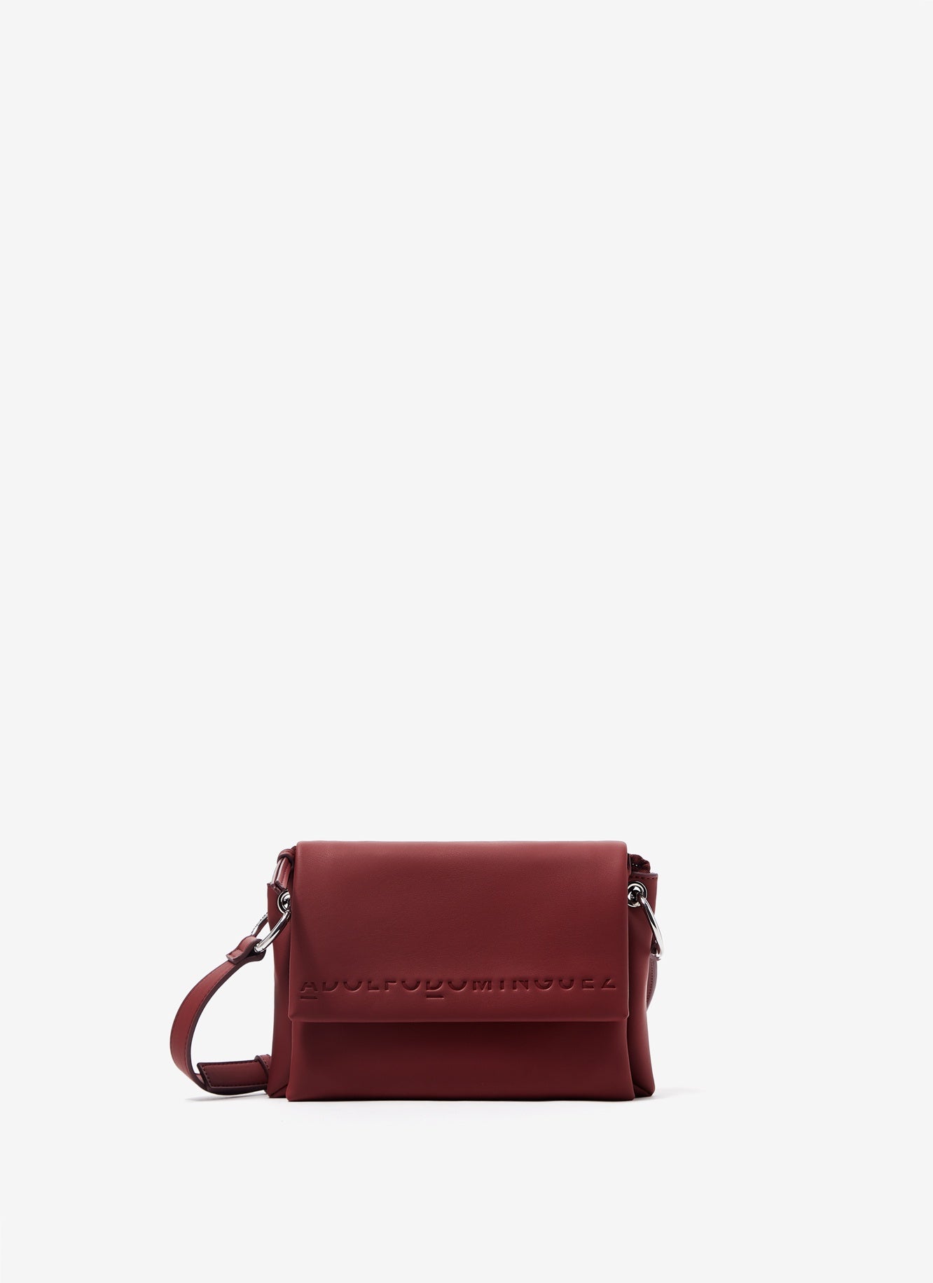 Women Bags | Dark Red Vegan Leather Flap Cross Body Bag by Spanish designer Adolfo Dominguez