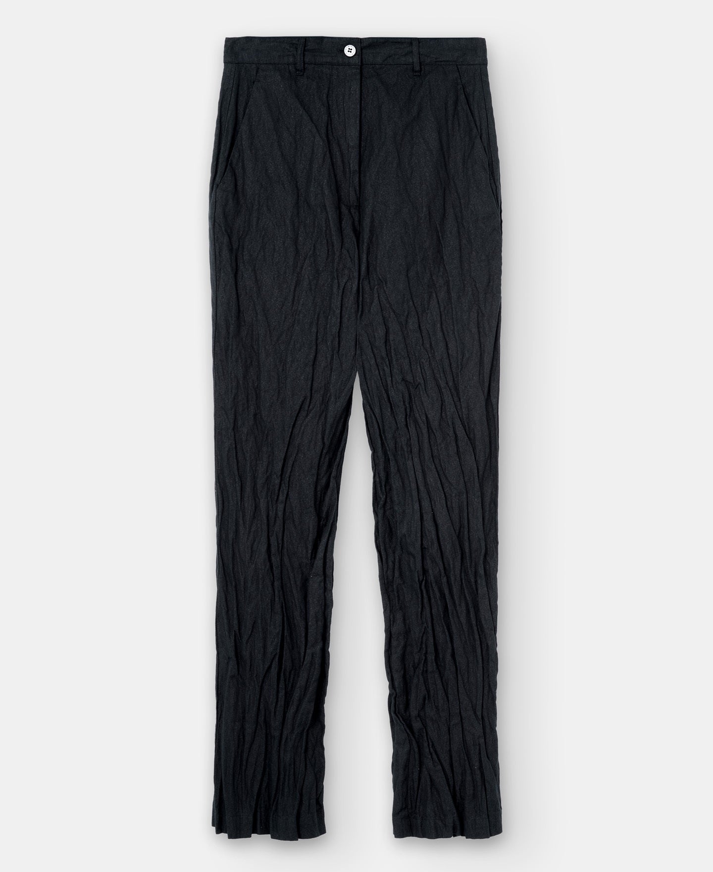 Women Trousers | Denim Blue Metal Fibre Straight Trousers by Spanish designer Adolfo Dominguez