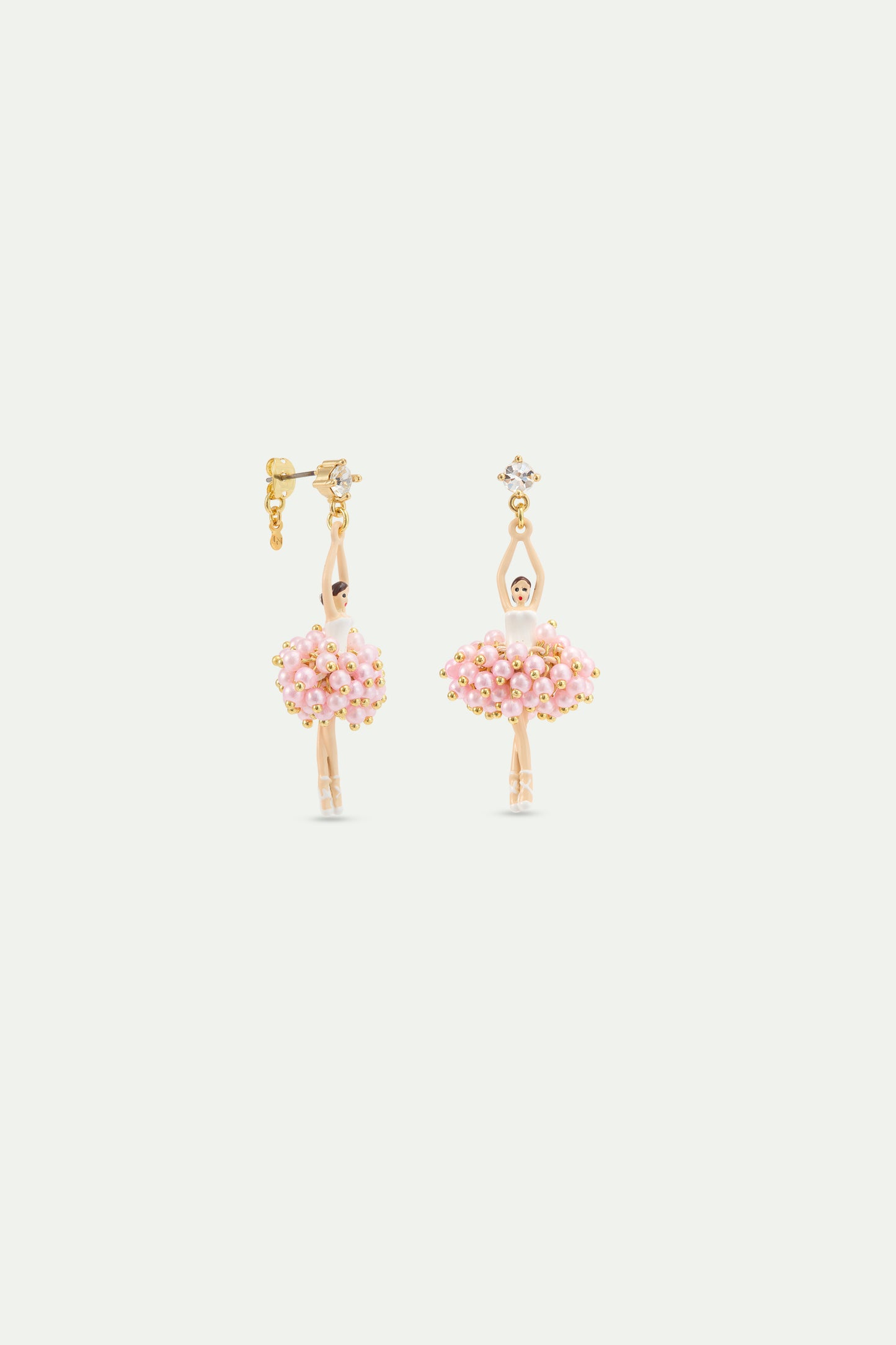 Ballerina Earrings With Pink Beads alternate stud view