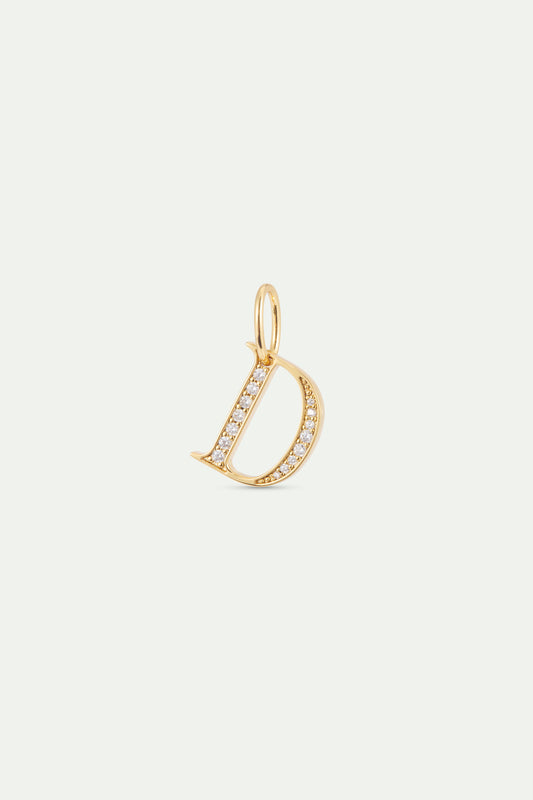 Gold Letter D Pendant With Crystals