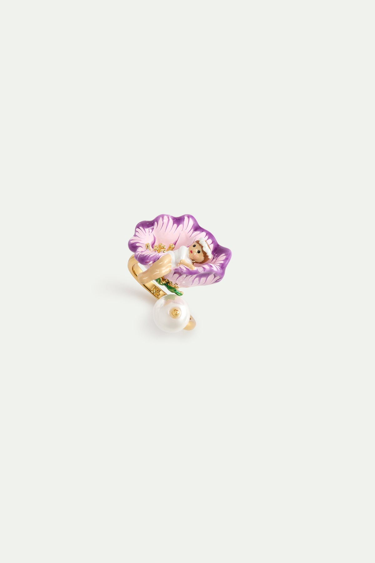 Mallow Flower Adjustable Ring front view