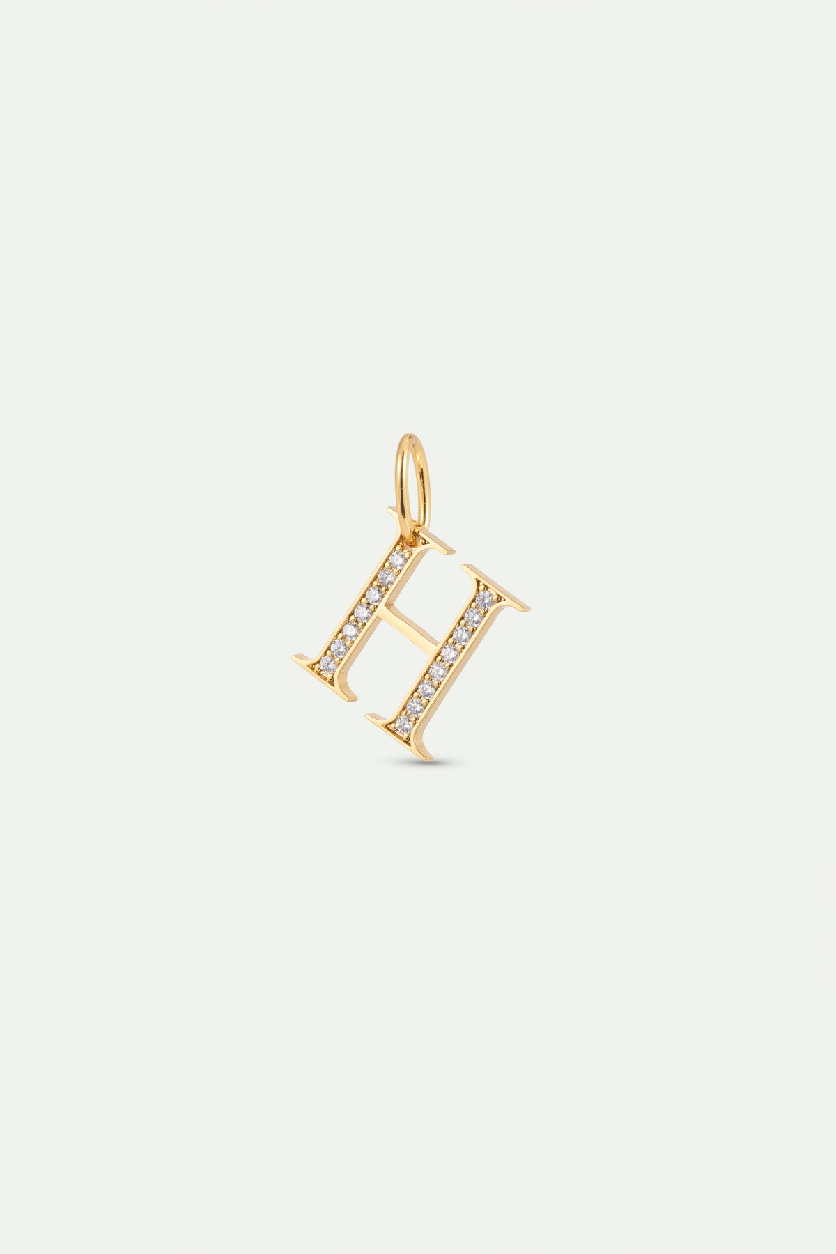 Gold Letter H Pendant With Crystals