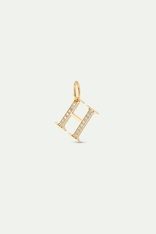 Gold Letter H Pendant With Crystals