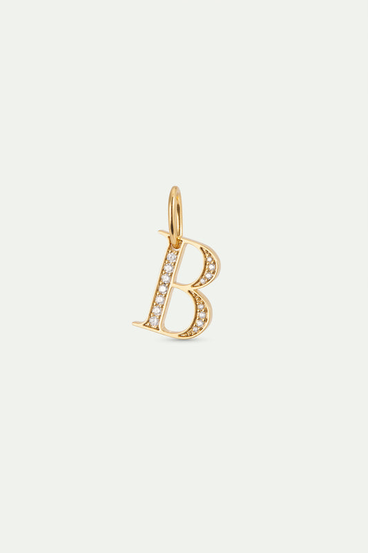 Gold Letter B Pendant With Crystals
