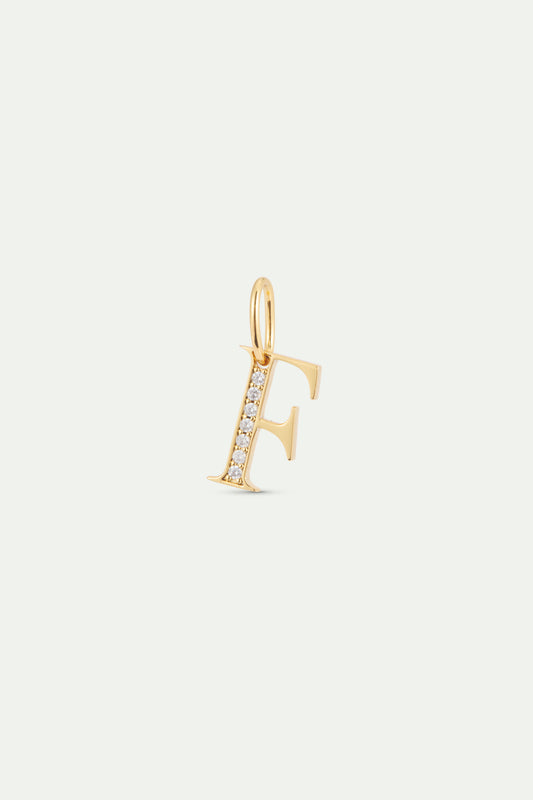 Gold Letter F Pendant With Crystals