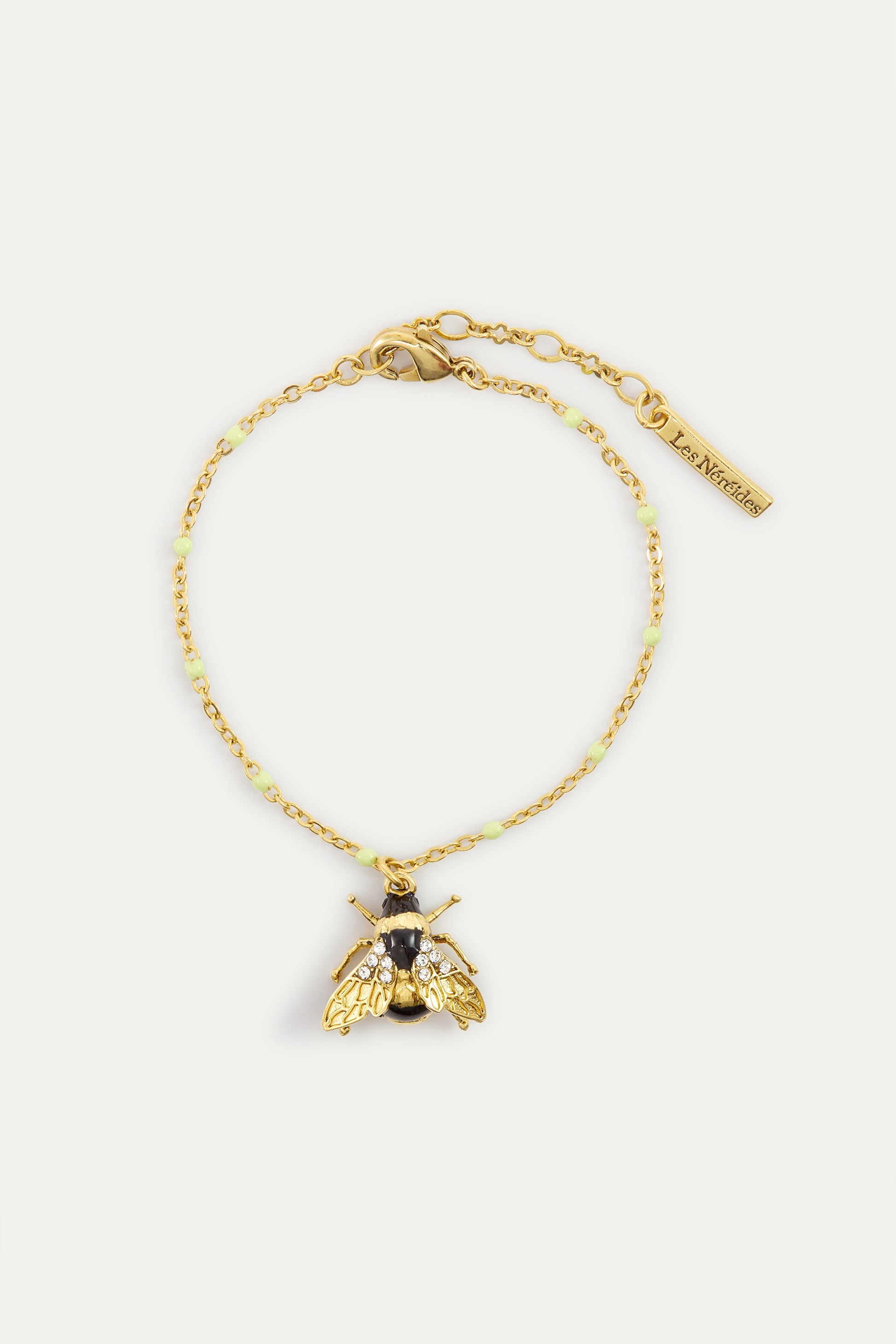 Gold Bee And Crystal Bracelet front view