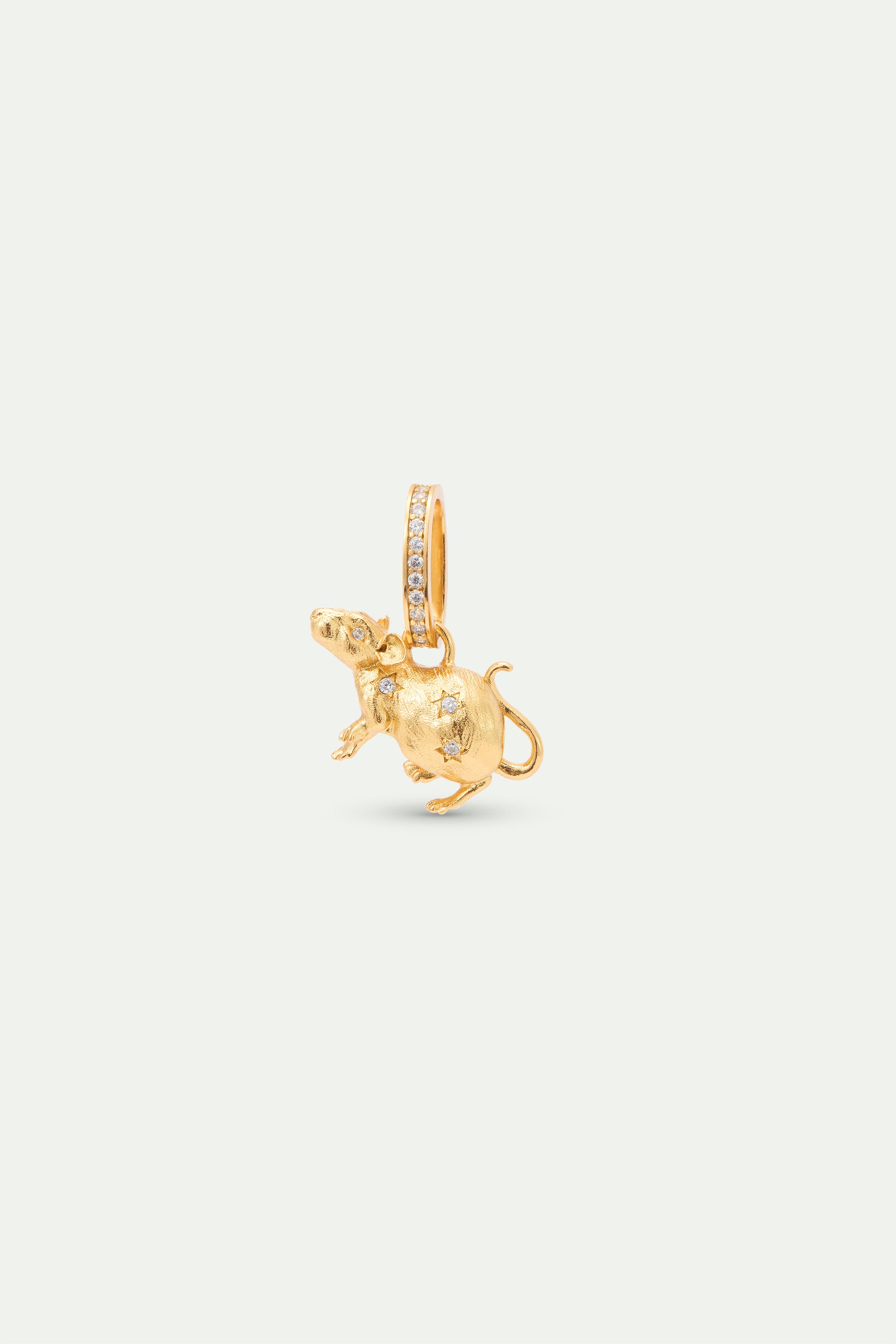 Gold Rat Pendant With Crystals