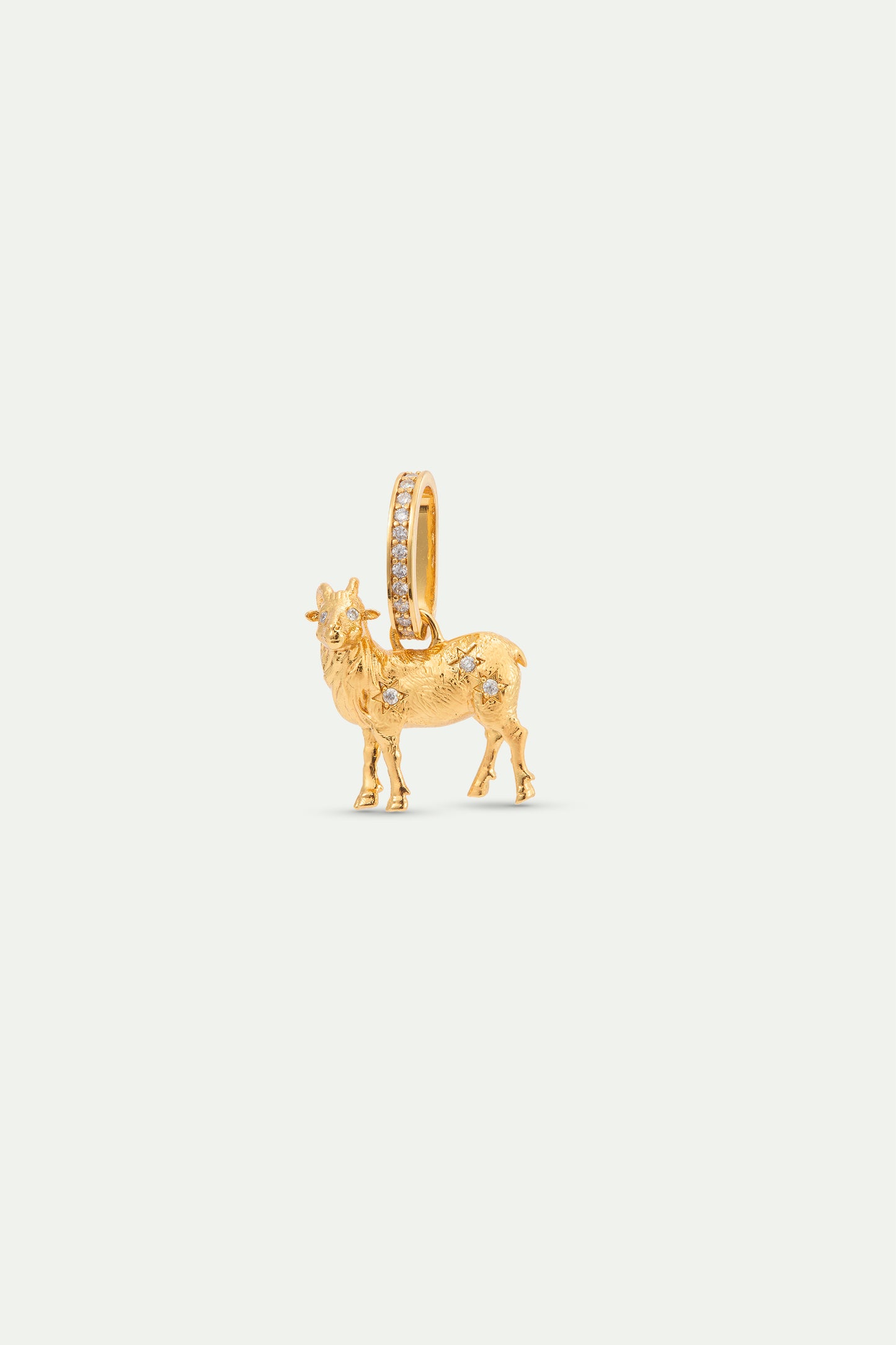 Gold Goat Pendant With Crystals