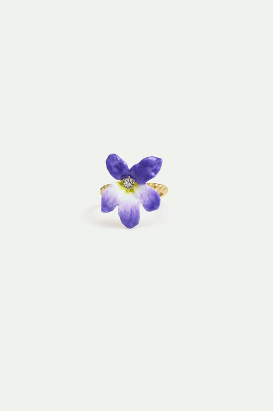Large Violet And Faceted Crystal Adjustable Ring alternate view