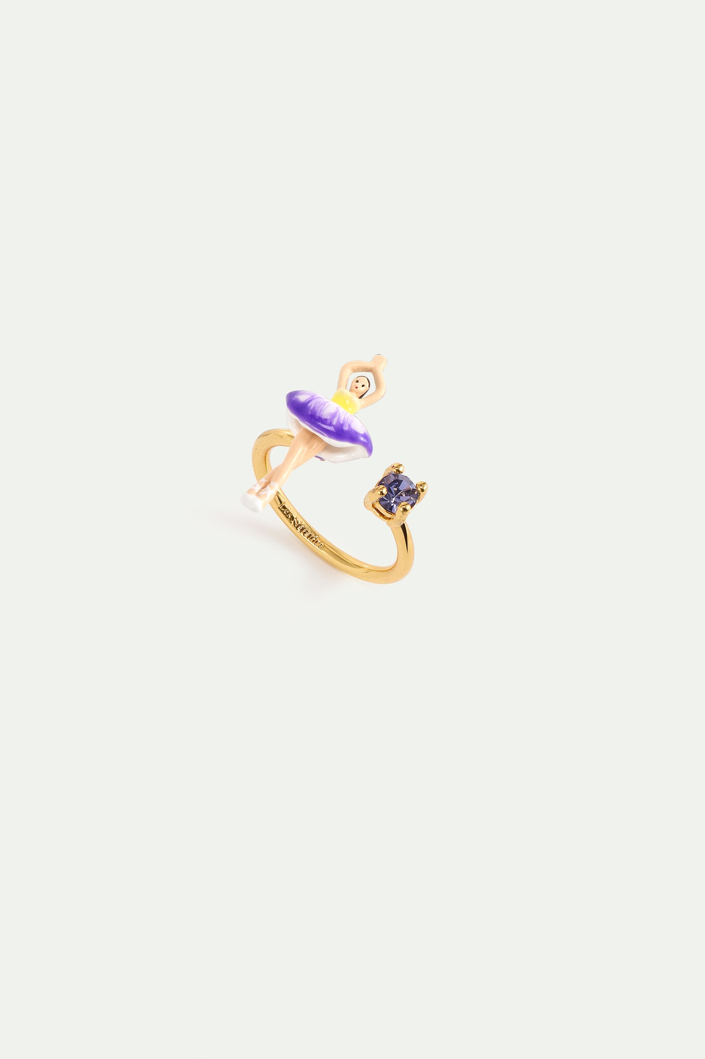 Purple And Yellow Tutu Ballerina Adjustable Ring front view
