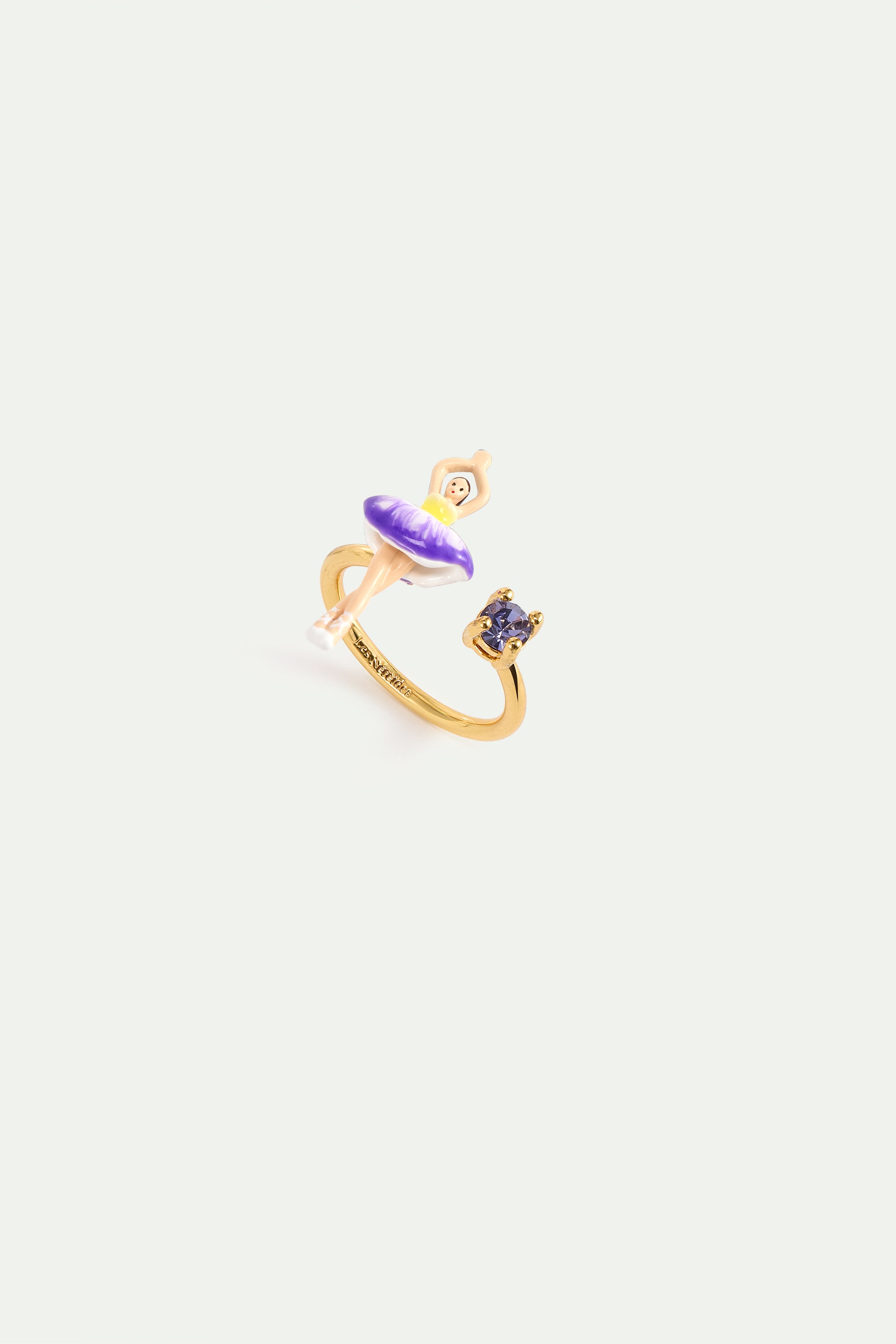 Purple And Yellow Tutu Ballerina Adjustable Ring front view
