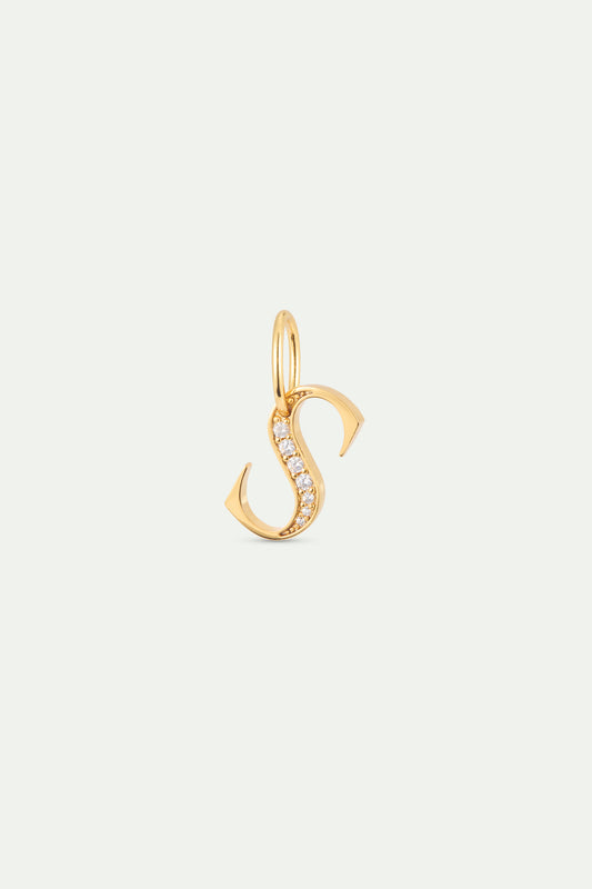 Gold Letter S Pendant With Crystals