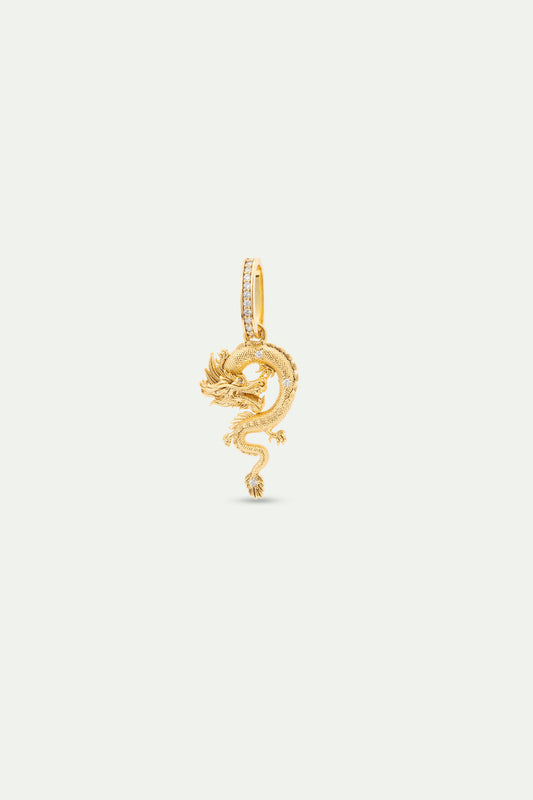 Gold Dragon Pendant With Crystals
