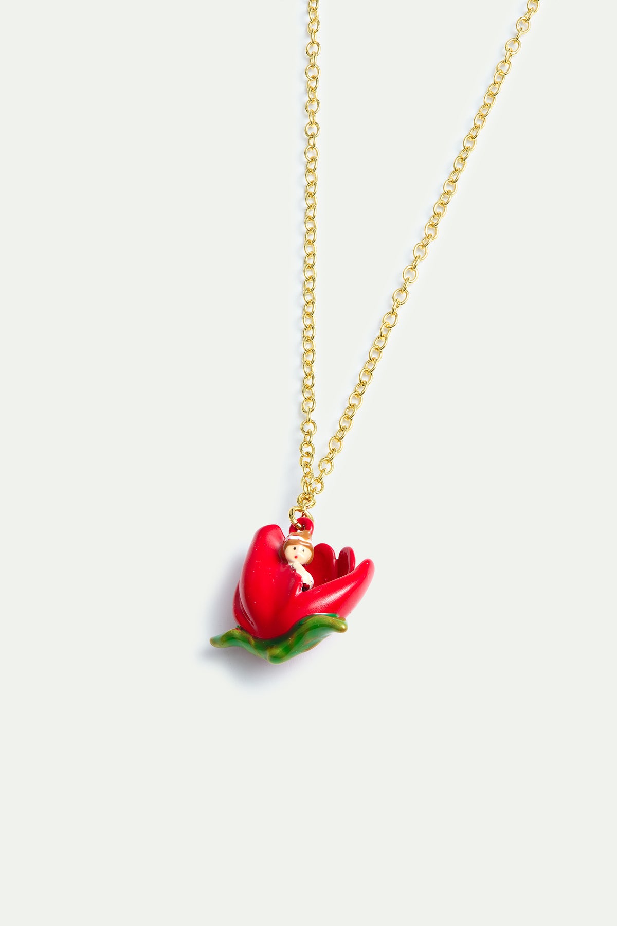 Red Tulip And Thumbelina Pendant Necklace alternate view