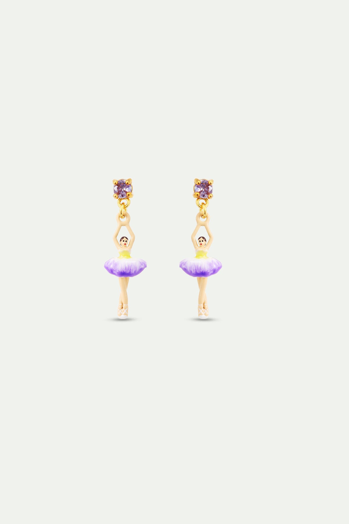 Purple And Yellow Tutu Ballerina Earrings stud view