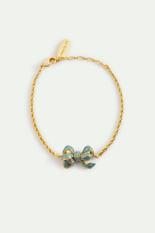 Blue And Gold Ribbon Bracelet front view