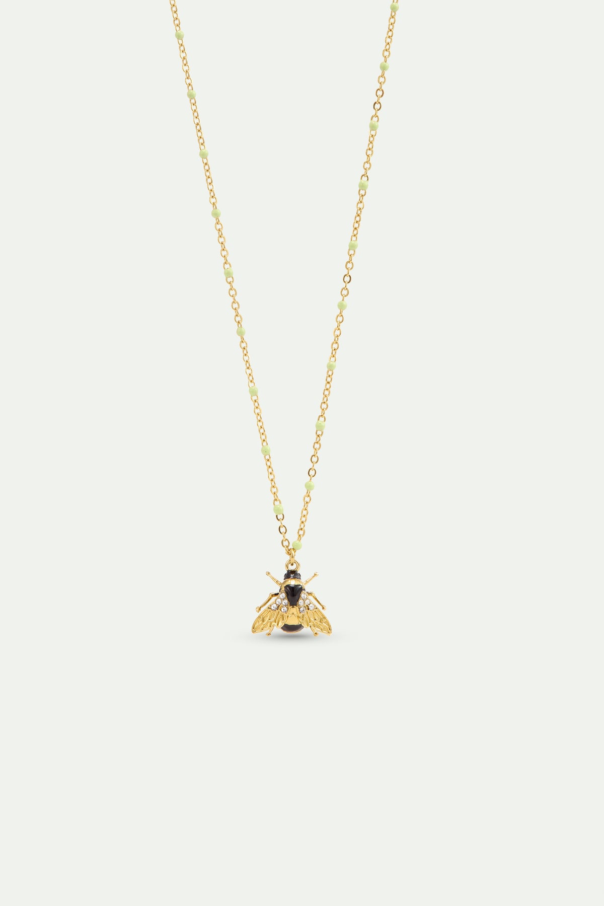 Gold Bees And Crystal Necklace front view