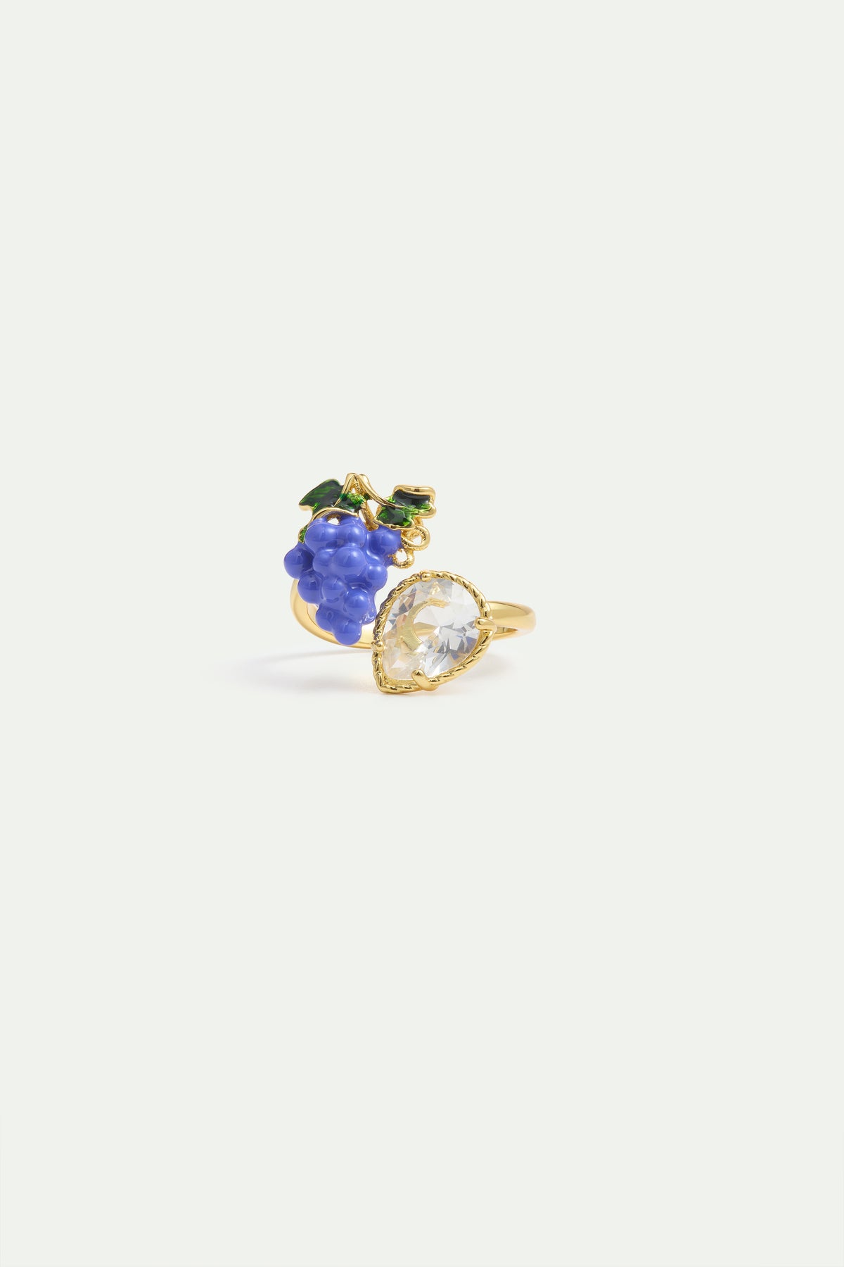 Grapes And White Faceted Stone Adjustable Ring alternate view