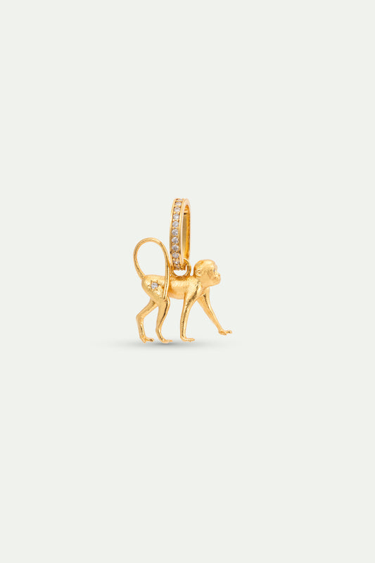 Gold Monkey Pendant With Crystals