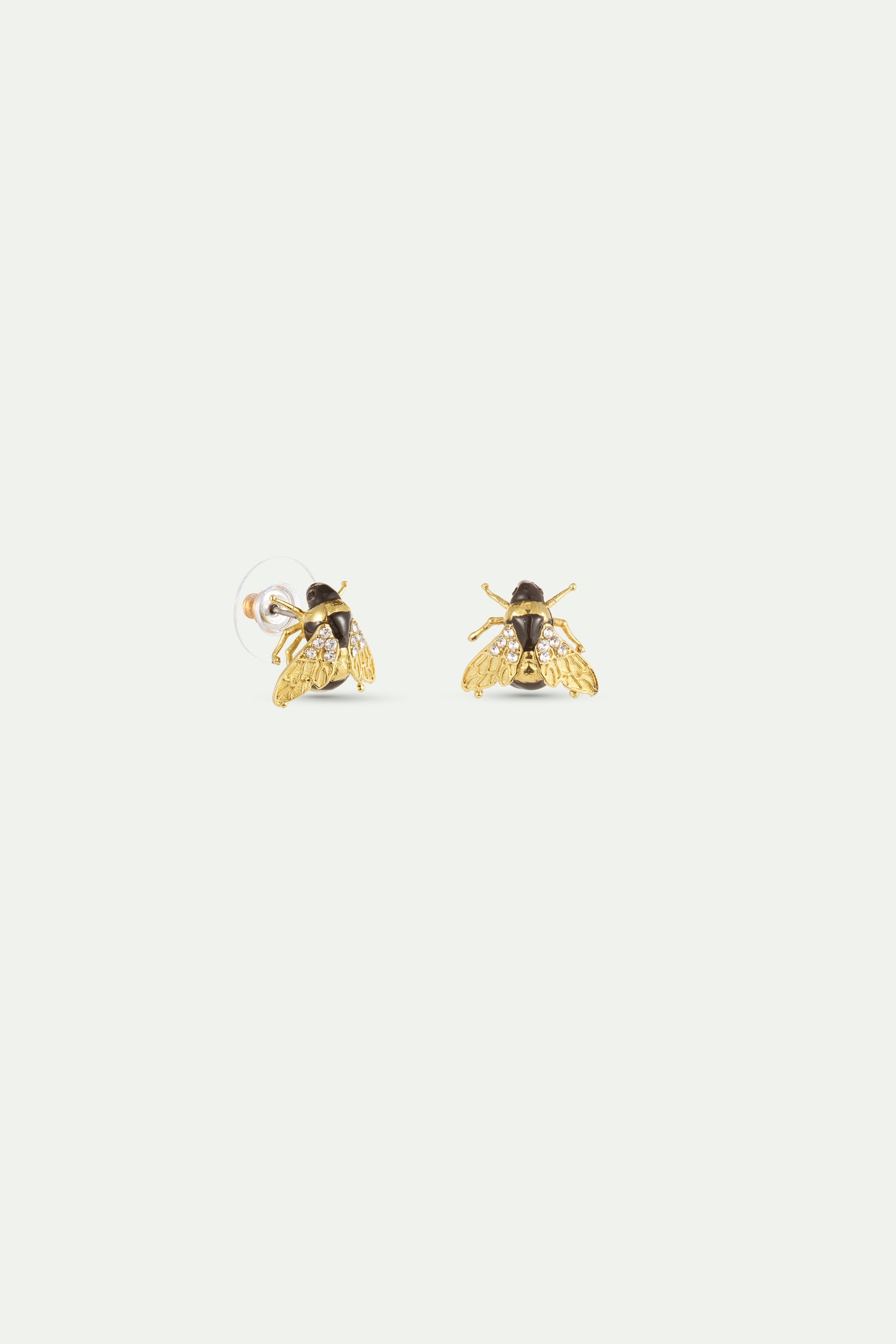 Gold Bees And Crystal Earrings Stud alternate view