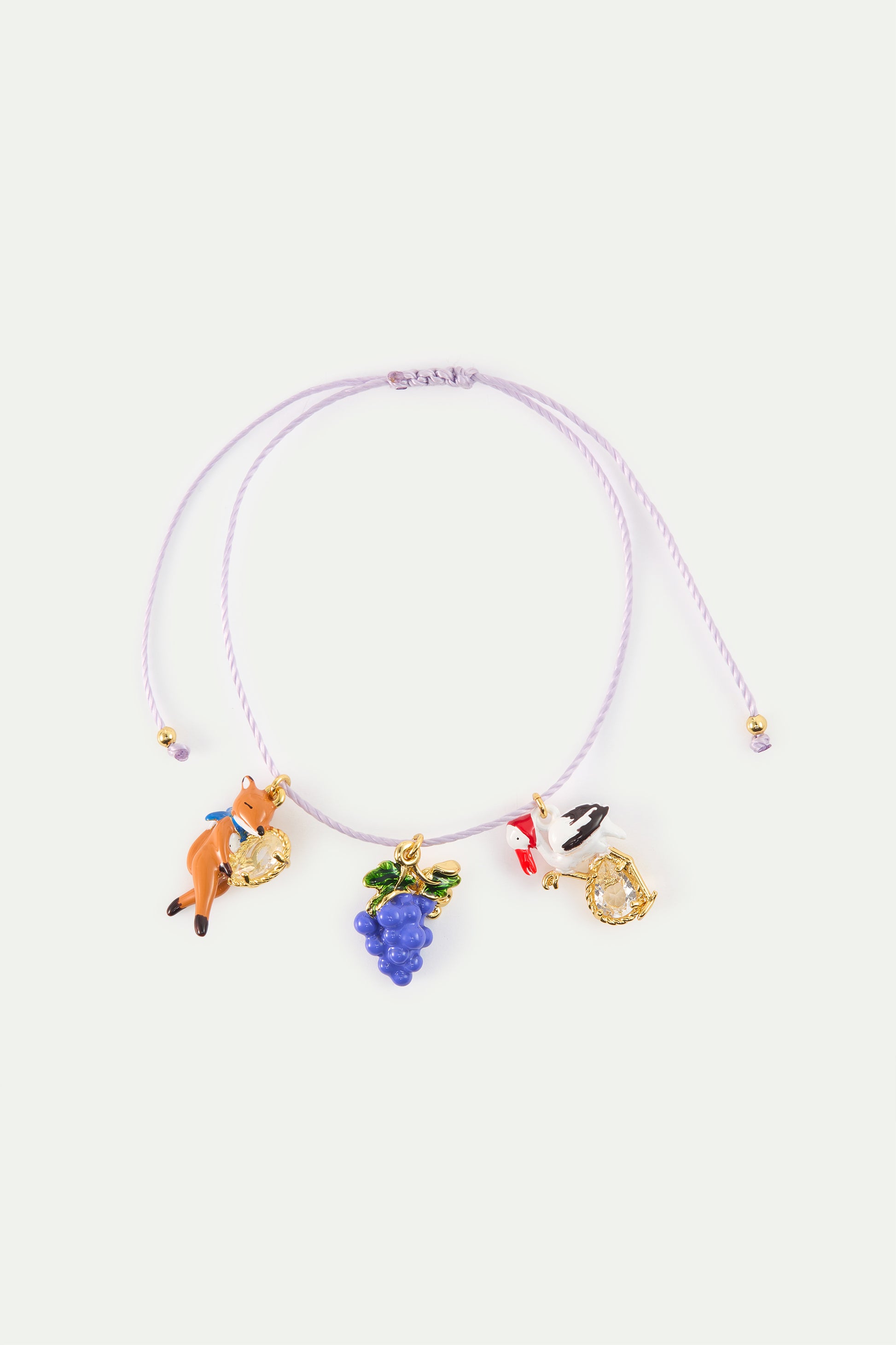 Purple Fox And Stork Bracelet With Grapes front view