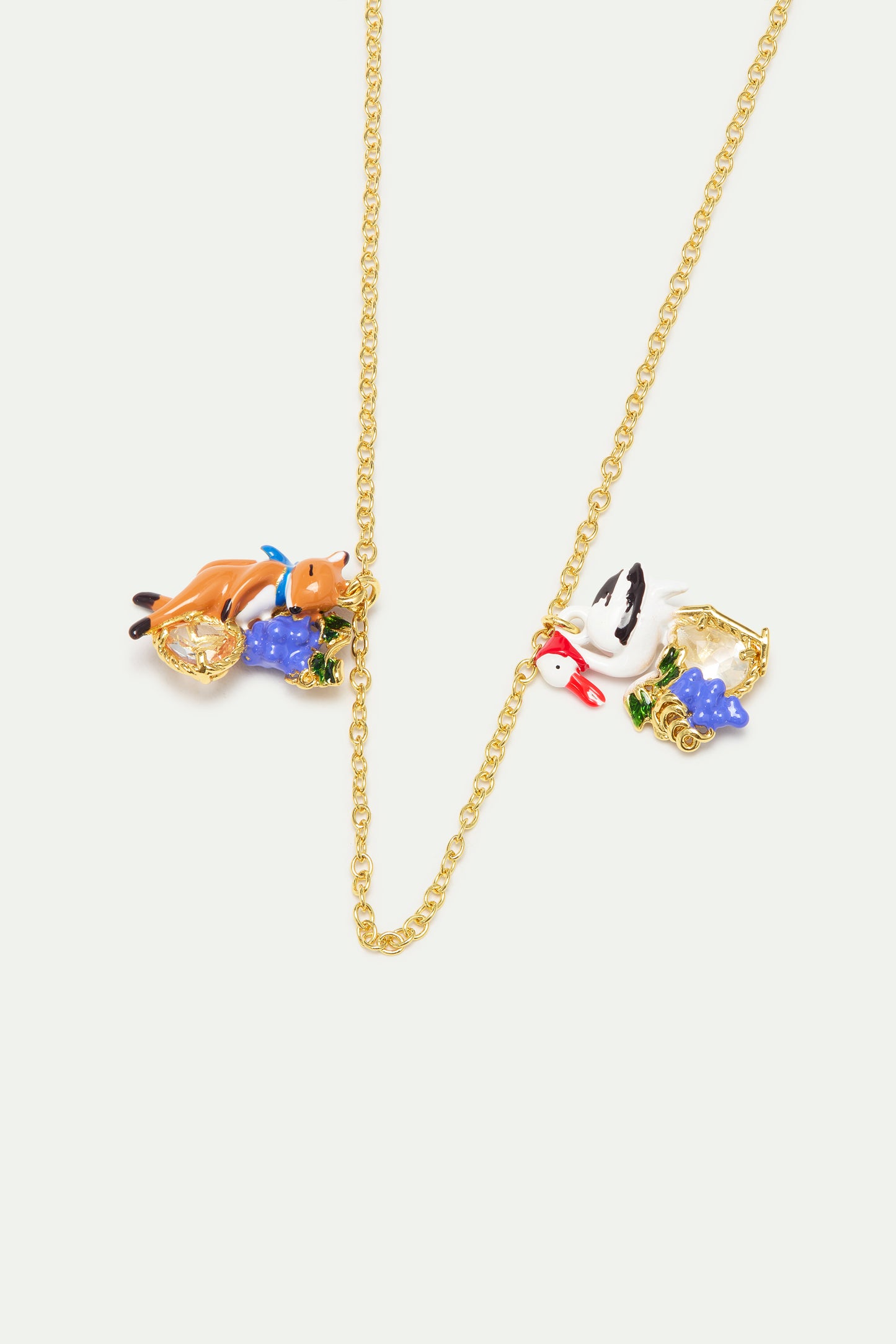 Purple Fox And Stork Necklace With Grapes alternate view