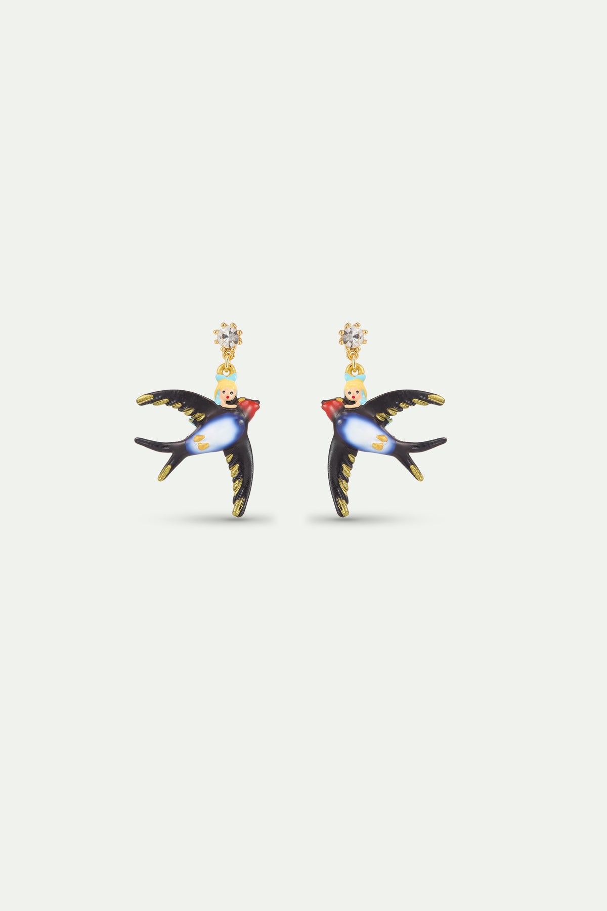 Alice, Swallow And Crystal Earrings stud view
