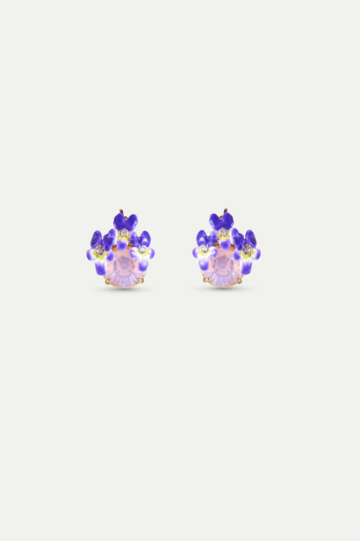 Earrings With Round Pink And Purple Faceted Stones french hook view