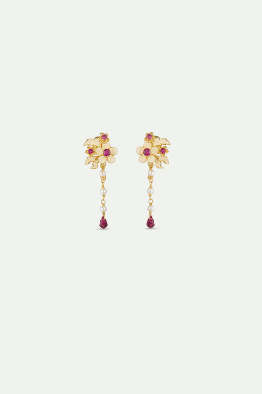 Gold Anemone Dangle Earrings clip-on view