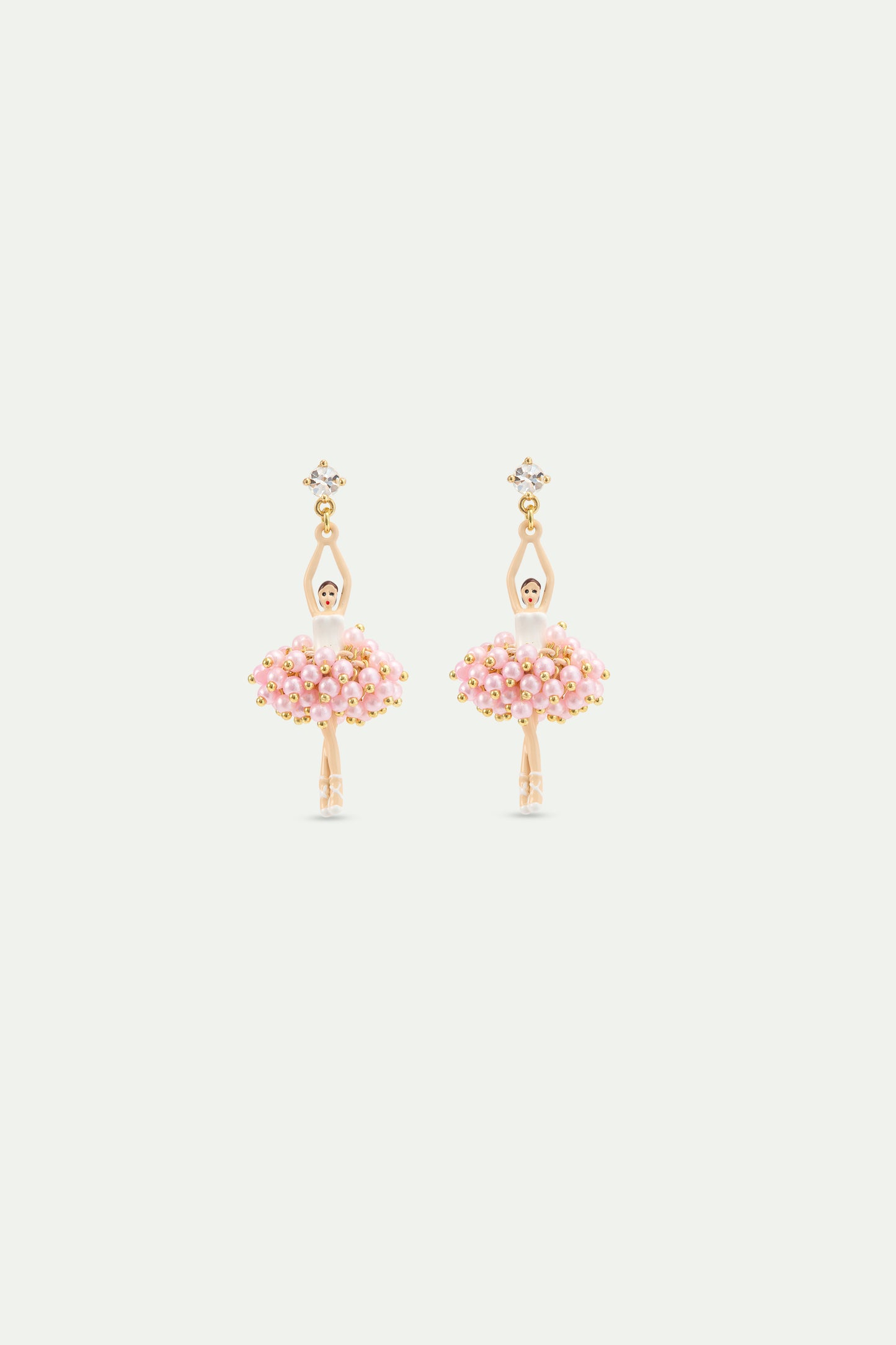 Ballerina Earrings With Pink Beads stud view
