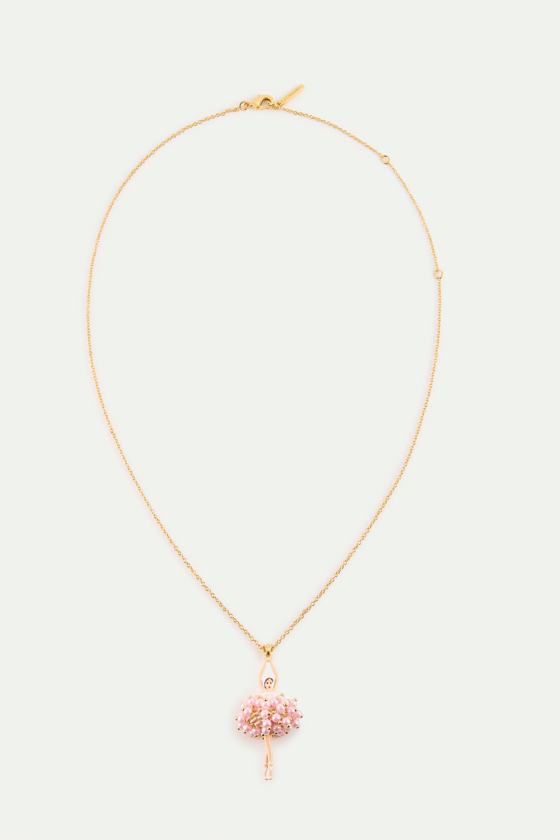 Ballerina Pendant Necklace With Pink Beads detail view